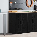 Armoire de rangement de garage - meuble de stockage noir 60x51x85 cm bois de pin 542378
