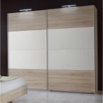 Pegane ? armoire de rangement imitation ch�ne 180 x 210 x 65 cm ? panneaux de particules ? 2 portes coulissant ...
