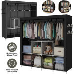 Armoire de rangement penderie pliable v�tements en tissu noir dressing 170 x 170 x 45 cm