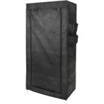 Armoire de rangement en tissu 70 x 45 x 155 cm noir avec porte rouleau - primematik Armoire de rangement en tissu 70 x 45 x 155 cm noir avec porte rouleau - primematik