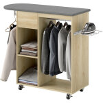 Armoire � repasser - homcom - avec roulettes, barre de suspension pour v�tements, �tag�re ouverte - 125 ...
