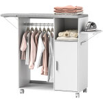 Armoire � repasser sur roulettes, table � repasser pliante, �tag�re r�glable, barre de suspension, 127x42, ...
