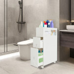 Armoire de salle de bain, �tag�re �troite pour salle de bain, largeur 19, 5cm, armoire � roulettes, �tag�re ...