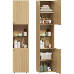 Armoire salle de bain haute, meuble de rangement colonne 6 niveaux 2 portes et �tag�res r�glables, 40x31x182cm ...