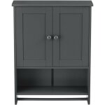 Helloshop26 - armoire salle de bains meuble de rangement placard mural avec porte - serviettes 2 portes ...