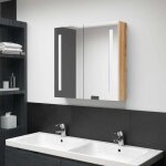 Armoire de salle de bain � miroir led blanc et ch�ne 62x14x60cm vidaxl