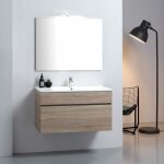 Armoire de salle de bain murale 90 cm well en chne sole