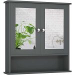 Armoire de salle de bain murale avec miroir, 56 x 13 x 58 cm, armoire de toilettes suspendue, avec etagere ...