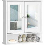 Goplus - armoire de salle de bain murale avec miroir, armoire suspendue avec tagre rglable, 2 porte&3 ...