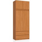 Akord - armoire avec surmeuble s90 aulne 90 cm 2 portes 2 tiroirs faade aulne 6 tagres 90x51x234 cm ...