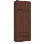 Armoire avec surmeuble akord s90 weng� 90 cm 2 portes 2 tiroirs fa�ade weng� 6 �tag�res 90x51x234 cm