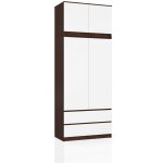 Armoire avec surmeuble akord s90 weng� 90 cm 2 portes 2 tiroirs fa�ade blanche 6 �tag�res 90x51x234 cm ...