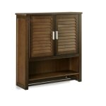 Armoire suspendue salle de bain pharmacie bambou bois marron