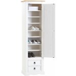 Armoire tequila avec 1 porte et 2 tiroirs, en pin massif lasur blanc et brun