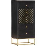 Vidaxl - armoire  tiroirs noir et dor 45x30x105 cm bois de manguier