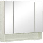 Armoire de toilette � 4 sections avec �tag�res r�glables, miroir de salle de bain en bois et verre, 90 ...