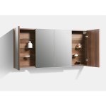 Armoire de toilette bloc - miroir siena largeur 144 cm noyer