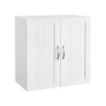 Armoire de toilette suspendu placard murale salle de bains blanc avec 2 portes et tablettes r�glables ...