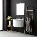 Kiamami valentina - armoire de toilette suspendue arrondie 62 cm blanc rectangulaire miroir riva