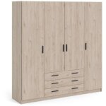 Armoire vega - dcor chene jackson - 4 portes + 3 tiroirs - l 195, 5 x p 49, 6 x h 200, 4 cm