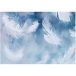 Art bleu plume mural pour chambre coucher salon papier peint molleton 250x175 cm