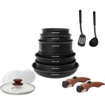 Arthur martin - am1502 batterie de cuisine 15 pieces - poignee amovible effet bois - tous feux dont induction ...