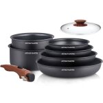 Arthur martin - batterie de cuisine 8 pieces aluminium - poigne bois - tous feux dont induction