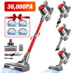 Aspirateur balai sans fil 38000pa 500w ? autonomie 55 min, 2 niveaux d?aspiration, bac 1, 3 l pour tapis ...