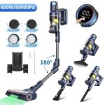 Aspirateur balai sans fil 600w / 50kpa 73300mah / 65min filtration en 6 etapes ecran oled 8 en 1 brosse ...