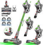 Aspirateur balai sans fil, aspirateur balai avec led verte, autonomie 60min, pour tapis, poils animaux, ...