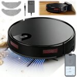 Aspirateur robot laveur, 2300pa d'aspiration, commande par alexa / google assistant / app, tapis poils ...