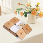 Assiette � ap�ritif en c�ramique � 4 compartiments avec couvercle en bambou - id�ale pour fruits, noix ...