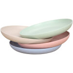 Assiettes en paille de bl� incassables - ensemble d'assiettes r�utilisables - passe au lave - vaisselle ...