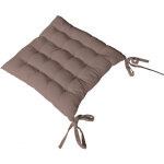 Galette de chaise piqu�e 16 points en coton et nouettes taupe 38x38 cm