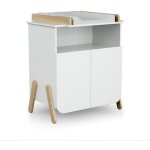 At4 - meuble  langer 2 portes, 1 niche en bois pirate blanc et htre