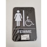 Plaque signaltique toilettes femmes handicapes - elami - noir & blanc