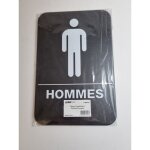Plaque signaltique toilettes hommes - elami - pvc rigide noir et blanc