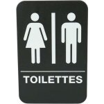 Plaque signalisation toilettes mixtes - noir et blanc - elami