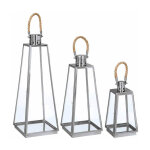 Atmosphera - lot de 3 lanternes exterieur 'v�rone' 73cm inox & verre