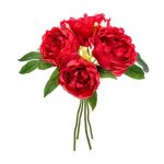 Bouquet de fleurs '4 pivoines' 30cm rouge