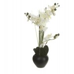 Composition florale & vase orchidée 53cm noir Composition florale & vase orchidée 53cm noir