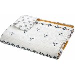 Couvre - lit double face, blanc avec motif ethnique, 240 x 220 cm