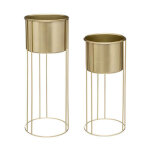 Lot de 2 cache - pots sur pied 'artif' 58cm or Lot de 2 cache - pots sur pied 'artif' 58cm or