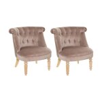 Atmosphera - lot de 2 fauteuils en velours 'crapaud' 72cm taupe Atmosphera - lot de 2 fauteuils en velours 'crapaud' 72cm taupe