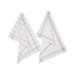 Lot de 2 torchons de cuisine 'traditionnel' 70cm gris