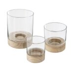 Lot de 3 photophores en verre 'et' 20cm transparent