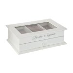 Bote  bijoux vitre 1 tiroir 'charme' 25cm blanc