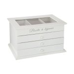 Bo�te � bijoux vitr�e 3 tiroirs 'charme' 25cm blanc