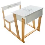 Bureau enfant pupitre ecriture 63cm blanc & naturel Bureau enfant pupitre ecriture 63cm blanc & naturel