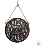 Pendule imprimée london avec corde - d 52 cm - noir - livraison gratuite Pendule imprimée london avec corde - d 52 cm - noir - livraison gratuite